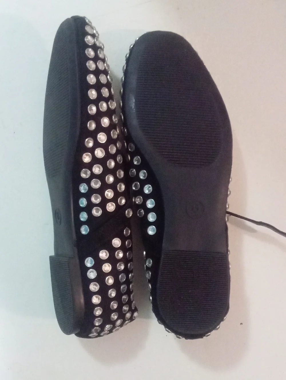 A New Day Sz 6 Studded Black Mary Jane Flats Rhinestones NWT $40 Memory Foa